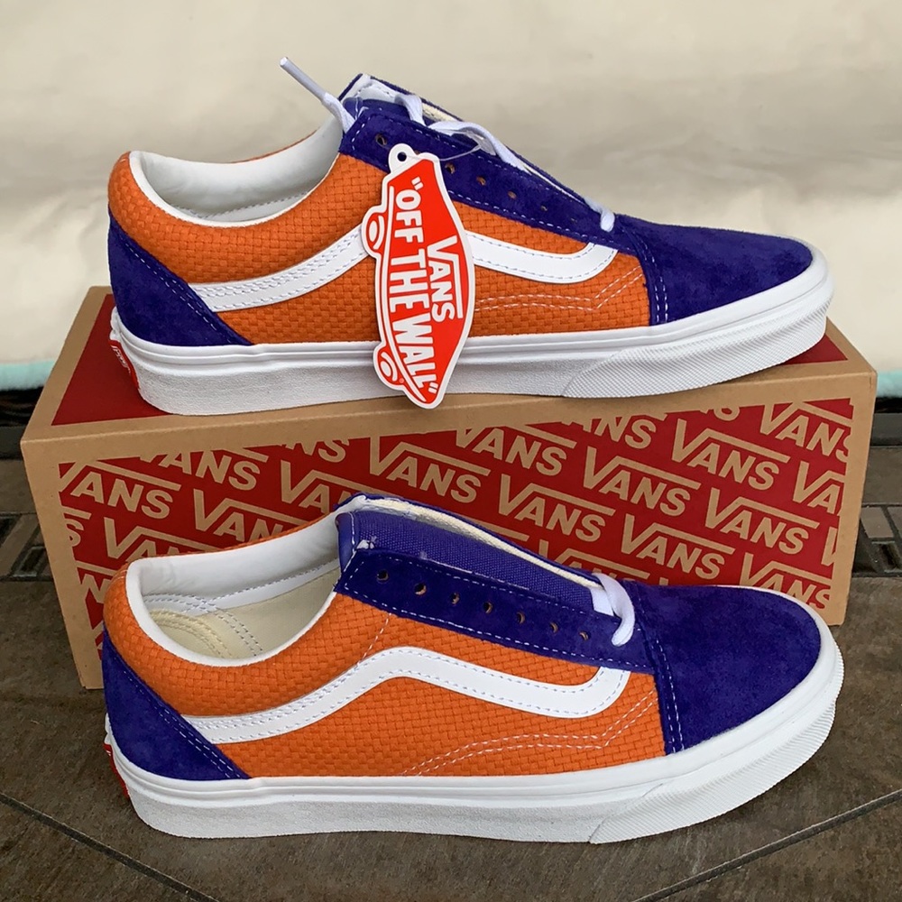 Vans Orange and Purple Old Skool Low-Top Sneakers